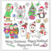 Leuke Hand getrokken Kerstmis Feest Sticker (Vel)
