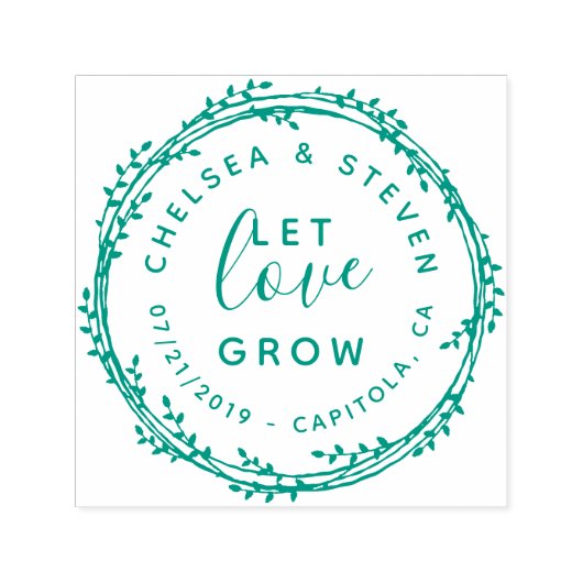 Leuke Hand getrokken Laat Liefde Grow Bruiloft Aan Zelfinktende Stempel (Design)