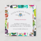 Leuke Hand getrokken Retro Bloemen Kinderen Onderw Vierkante Visitekaartje (Achterkant)