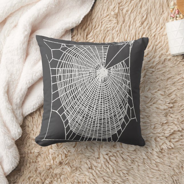 Leuke Hand Getrokken Spooky Halloween Cobweb Wit Kussen (Deken)