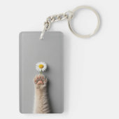 Leuke hand kat met bloem sleutelhanger (achterkant)