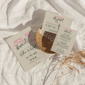 Leuke handgeschreven grillige pastel zomerbruiloft kaart