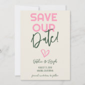 Leuke handgeschreven grillige pastel zomerbruiloft save the date (Voorkant)