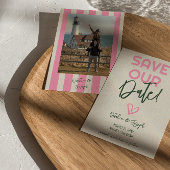 Leuke handgeschreven grillige zomer foto bruiloft save the date