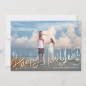 Leuke handgeschreven Happy New Year foto Feestdagenkaart (Voorkant)