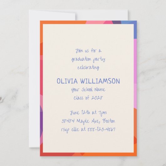 Leuke handgeschreven kleurrijke moderne afstudeerf kaart (Voorkant)
