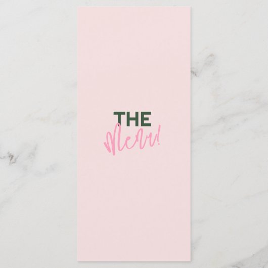 Leuke handgeschreven kleurrijke pastel zomer bruil menu (Achterkant)
