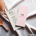 Leuke handgeschreven kleurrijke pastel zomer bruil menu<br><div class="desc">Een kleurrijke retro funky moderne perzik gele bruiloft diner menu. Met een chique sjabloon ontwerp van boho  zoete roze achtergrond en groen vet typografie .Perfect en passend bij de hele suite.</div>