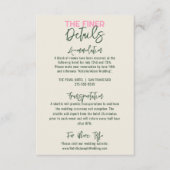 Leuke handgeschreven pastel unieke bruiloft detail informatiekaartje (Voorkant)