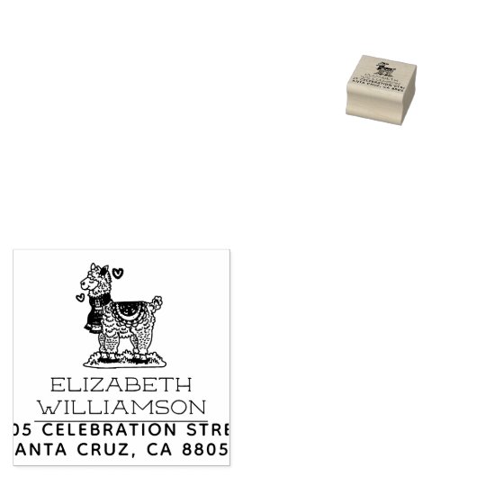 Leuke handgetekende Alpaca naam & retour adres Rubberstempel (Gestempeld)