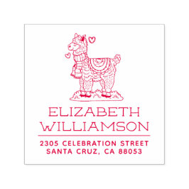 Leuke handgetekende Alpaca naam & retour adres Zelfinktende Stempel