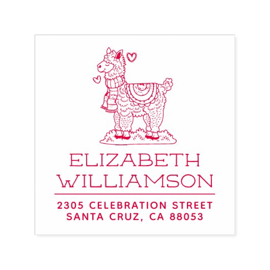 Leuke handgetekende Alpaca naam & retour adres Zelfinktende Stempel (Design)