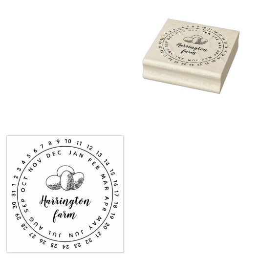 Leuke handgetekende eieren rond familie Boerderij Rubberstempel (Gestempeld)