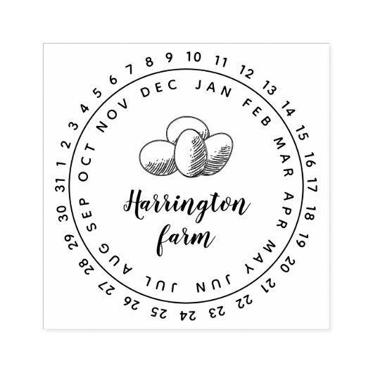 Leuke  handgetekende eieren rond familie Boerderij Rubberstempel (Afrduk)
