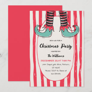 Leuke handgetekende Elf Sock Kerstfeest Kaart