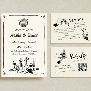 Leuke handgetekende save the date grappige bruilof kaart