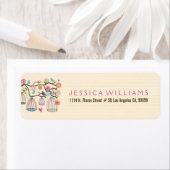 Leuke hangende vogelkooien & bloemen 2 etiket (Insitu)