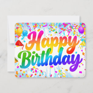 Leuke Happy Birthday Kaart Rainbow Tekst en Confet