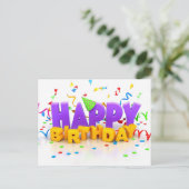 Leuke Happy Birthday Letters paarse & Geel Briefkaart (Staand voorkant)