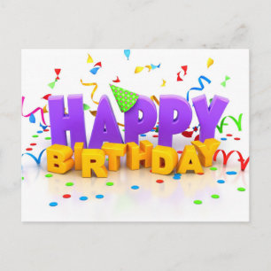 Leuke Happy Birthday Letters paarse & Geel Briefkaart