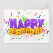 Leuke Happy Birthday Letters paarse & Geel Briefkaart (Voorkant)