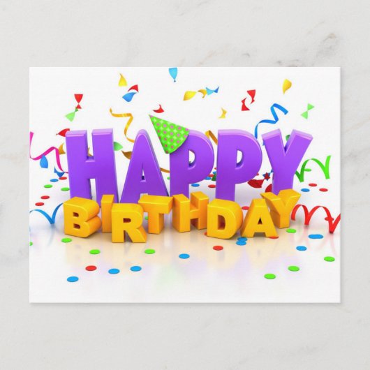 Leuke Happy Birthday Letters paarse & Geel Briefkaart (Voorkant)