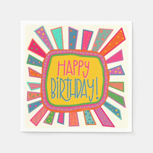 Leuke Happy Birthday Rays Inspirivity servetten (Voorkant)