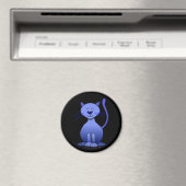 Leuke Happy Blue Lachende Kat op Zwarte Magneet (Insitu (Vaatwasser))