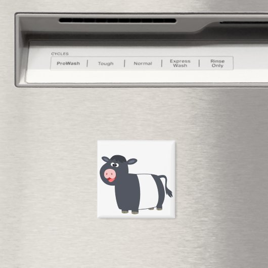 Leuke Happy Cartoon Belted Galloway Koe Magnet (Insitu (Vaatwasser))