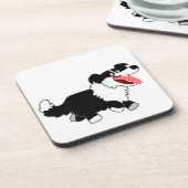 Leuke Happy Cartoon Border Collie Onderzetters Set (Linkerzijde)
