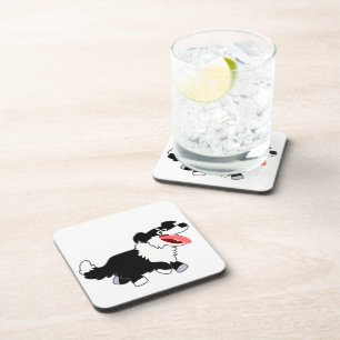 Leuke Happy Cartoon Border Collie Onderzetters Set