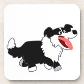 Leuke Happy Cartoon Border Collie Onderzetters Set (Voorkant)