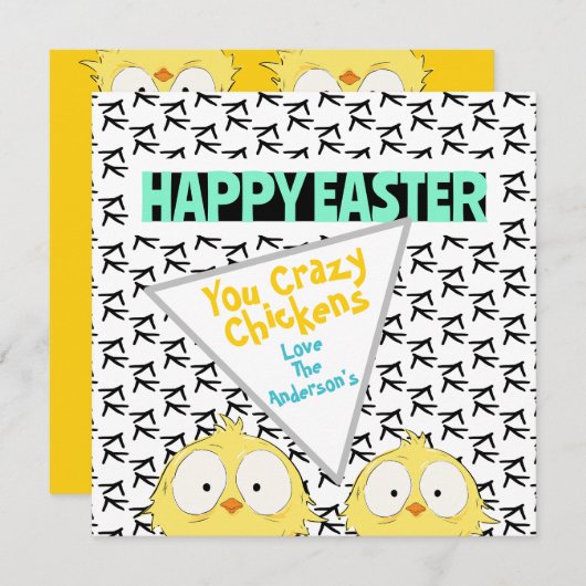 Leuke "Happy Easter, jij gekke kippen" | Easter Feestdagenkaart (Voorkant / Achterkant)