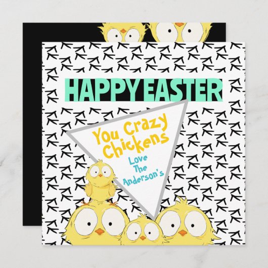 Leuke "Happy Easter" voor gekke kippen | Feestdagenkaart (Voorkant / Achterkant)