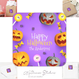 Leuke Happy Halloween Trick or treat Bag Vierkante Sticker