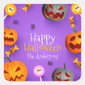 Leuke Happy Halloween Trick or treat Bag Vierkante Sticker (Voorkant)