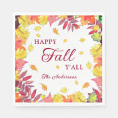 Leuke Happy Herfst Y'all Autumn Leaves Paper Servet (Voorkant)