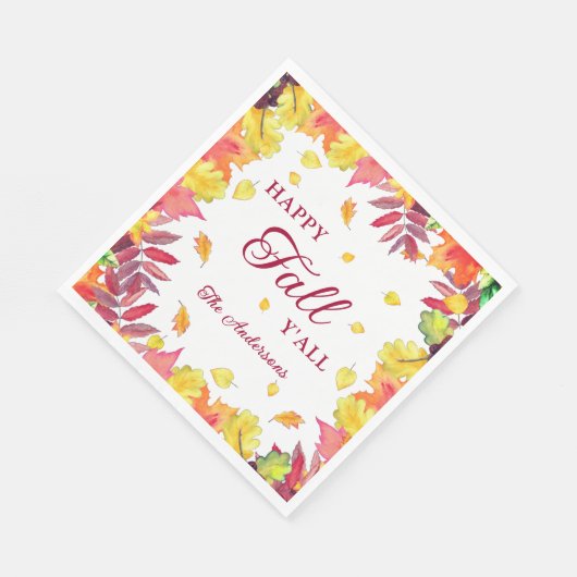 Leuke Happy Herfst Y'all Autumn Leaves Paper Servet (Hoek)