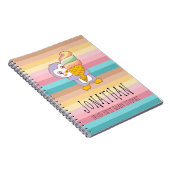 Leuke Happy Ice Cream Penguin Cartoon Illustratie Notitieboek (Rechterzijde)