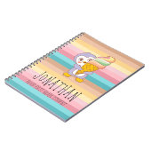 Leuke Happy Ice Cream Penguin Cartoon Illustratie Notitieboek (Linkerzijde)