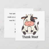 Leuke Happy Koe Boerderij Dier Dank Moo! Bedankkaart (Voorkant / Achterkant)