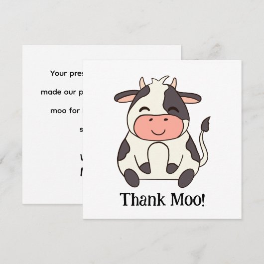 Leuke Happy Koe Boerderij Dier Dank Moo! Bedankkaart (Voorkant / Achterkant)