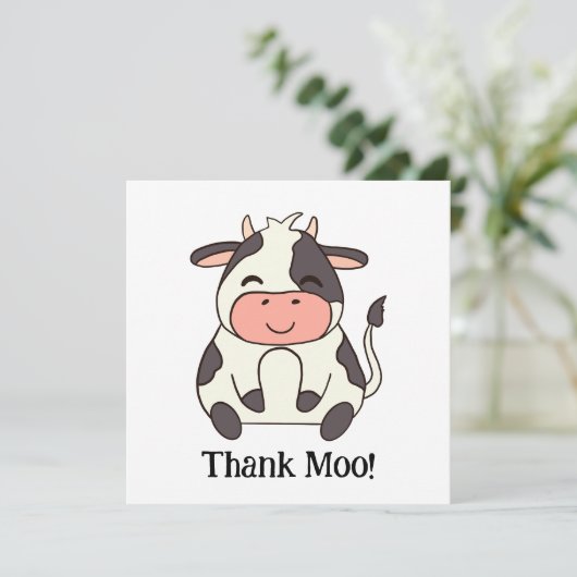 Leuke Happy Koe Boerderij Dier Dank Moo! Bedankkaart (Staand voorkant)