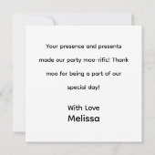 Leuke Happy Koe Boerderij Dier Dank Moo! Bedankkaart (Achterkant)