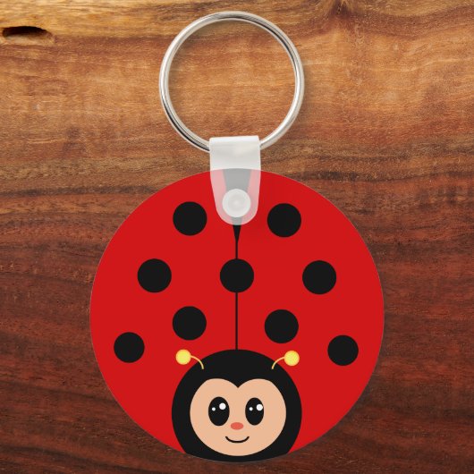 Leuke Happy Lady Bug Cartoon Sleutelhanger (Achterkant)