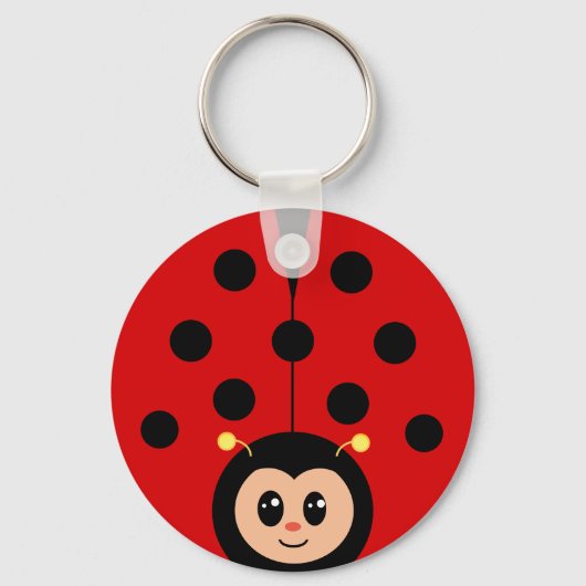 Leuke Happy Lady Bug Cartoon Sleutelhanger (Achterkant)