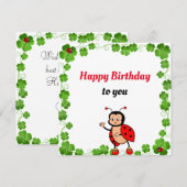 Leuke Happy Ladybug Verjaardag Flat Kaart (Voorkant / Achterkant)