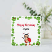 Leuke Happy Ladybug Verjaardag Flat Kaart (Staand voorkant)