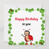 Leuke Happy Ladybug Verjaardag Flat Kaart (Voorkant)