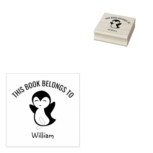 Leuke Happy Penguin Dit boek hoort bij Naam Rubberstempel (Gestempeld)